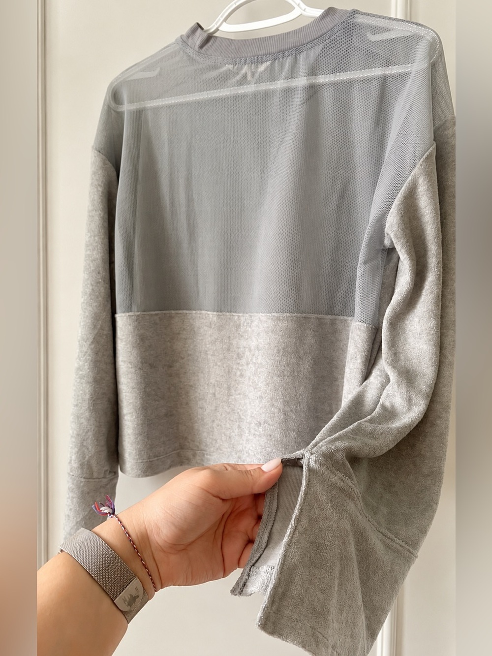 Women’s Large Gray Terry Mesh Sweatshirt Pullover NWT - Picture 3 of 7